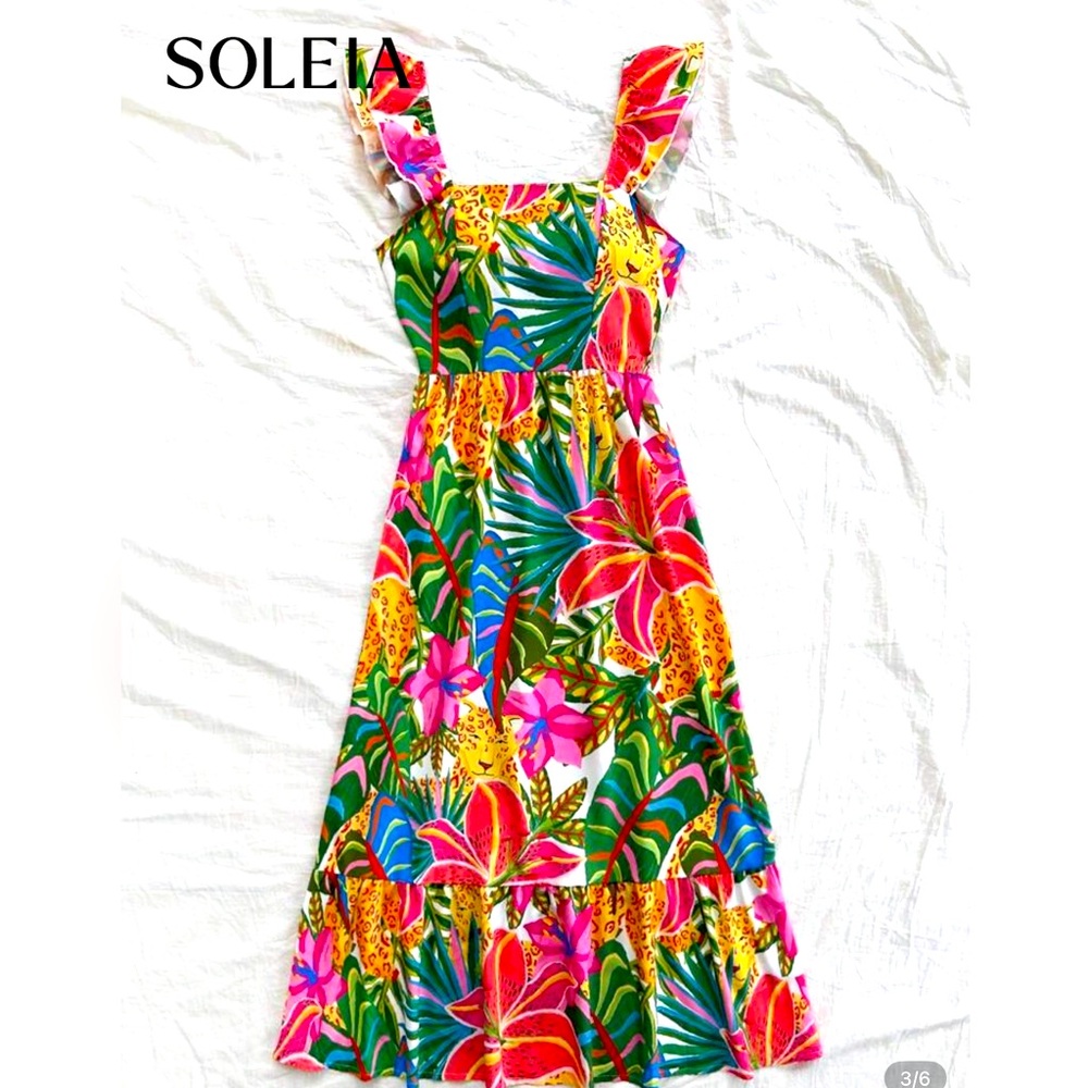 SOLEIA Tropical Floral Sundress - Bright Multi size small